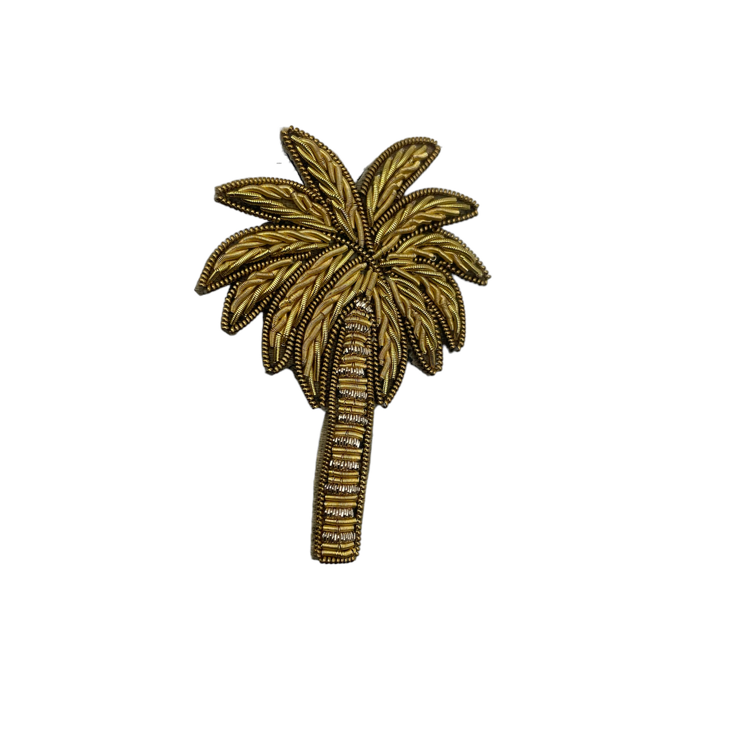 Jewellery Travel Pot in pink stripe - Palm Tree brooch