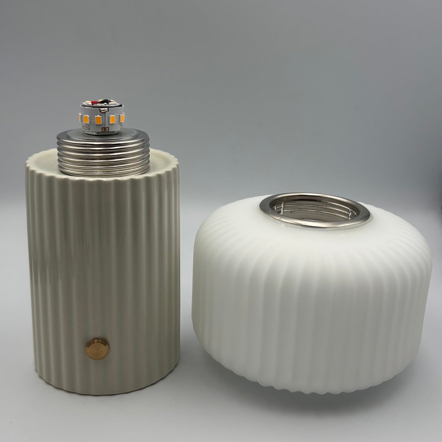 Lumie Cream Ceramic rechargeable touch lamp - Drum shade