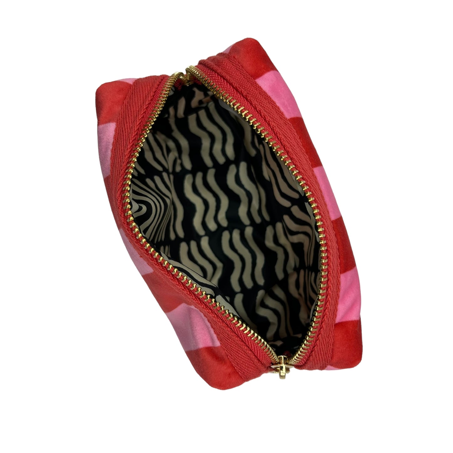Pink stripe makeup bag