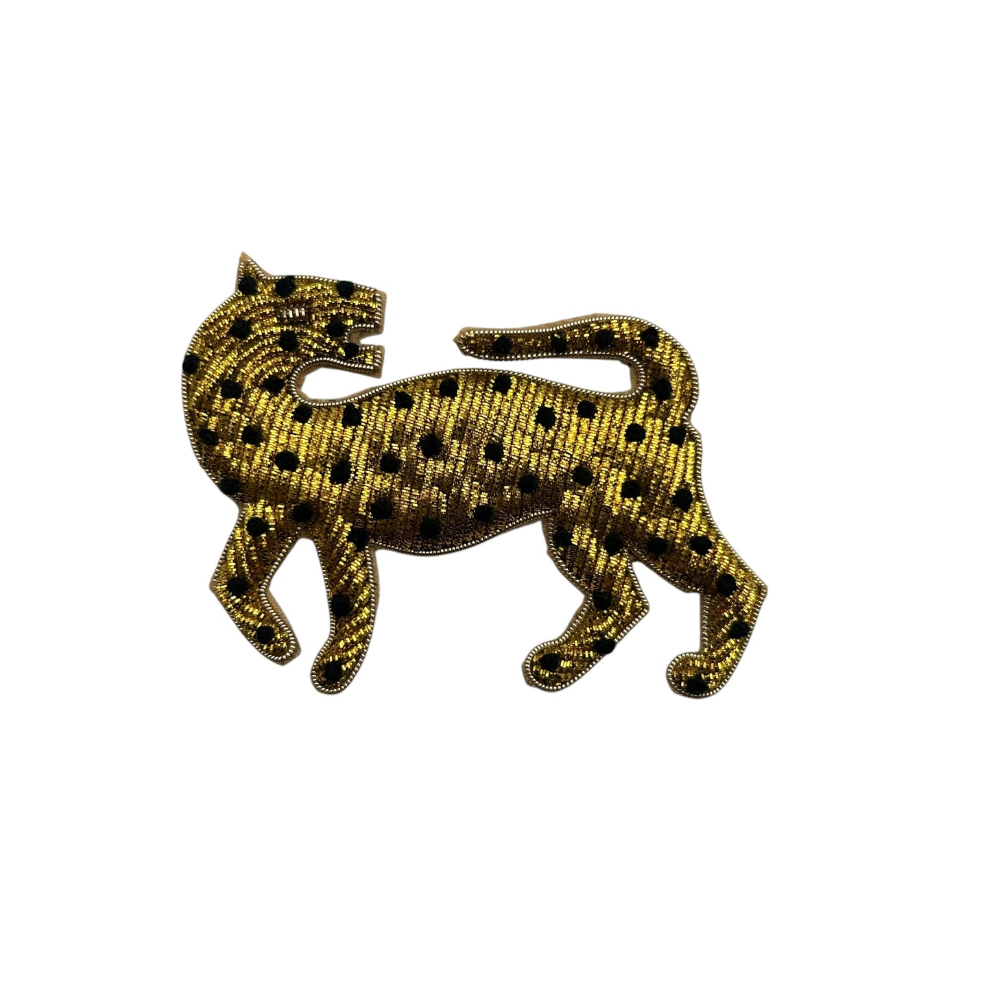 Jewellery Travel Pot in chartreuse stripe - Leopard pin