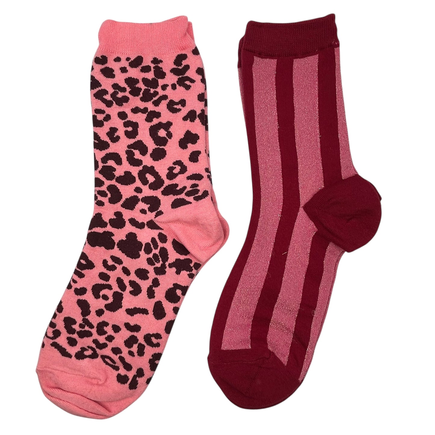 Pink Leopard & Red Berlin sock box duo with embroidered brooch
