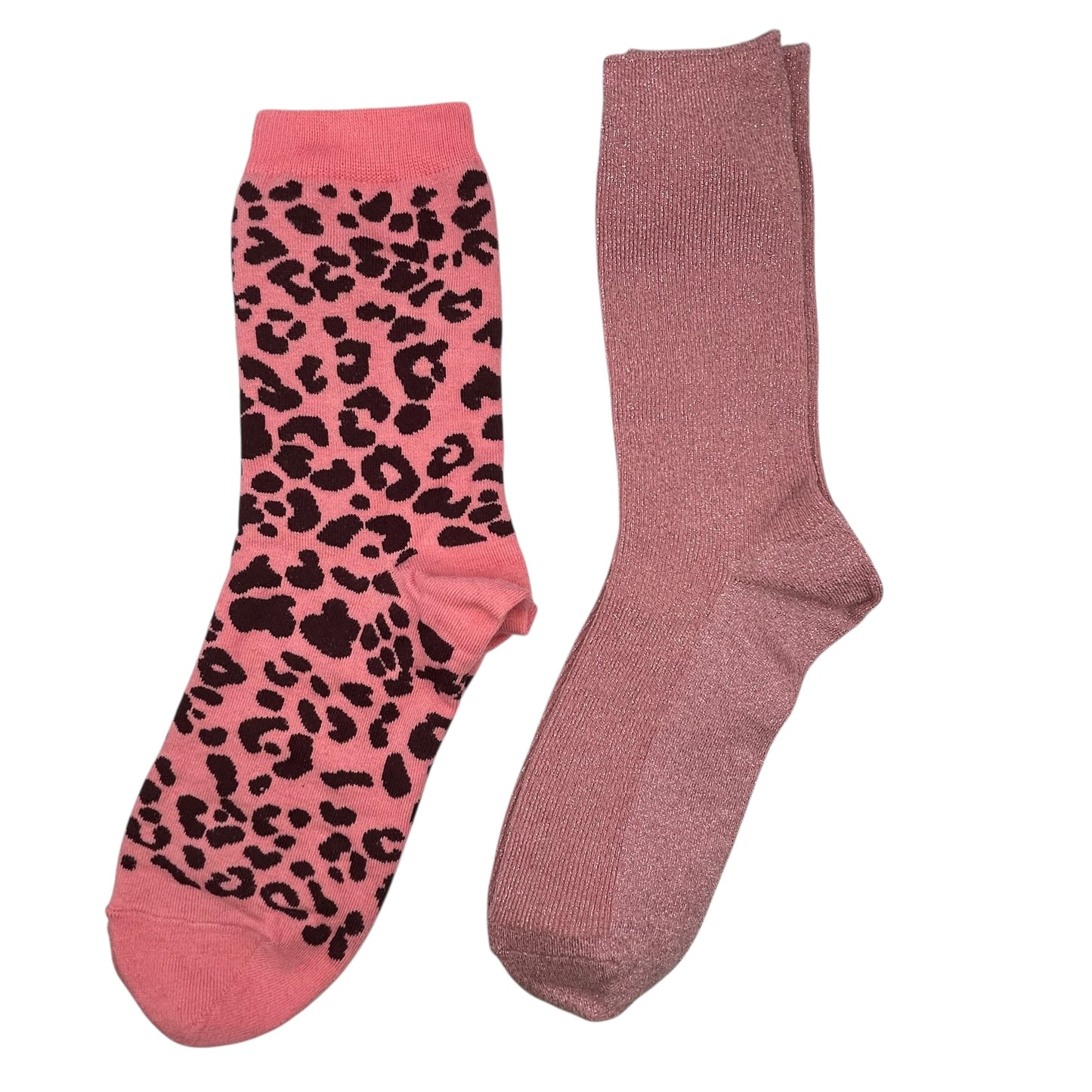 Pink Leopard & Pale Pink Vegas sock box duo with embroidered brooch