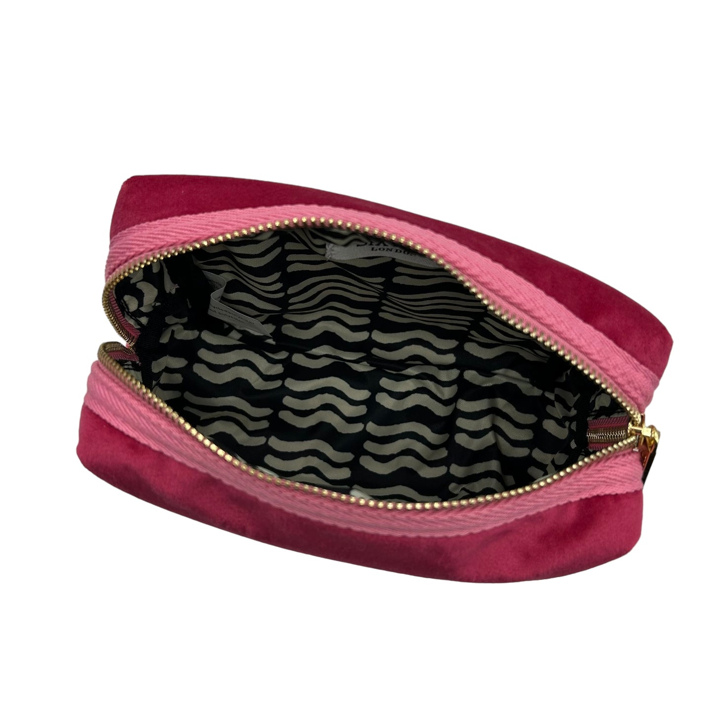 Bright pink makeup bag with Bow brooch