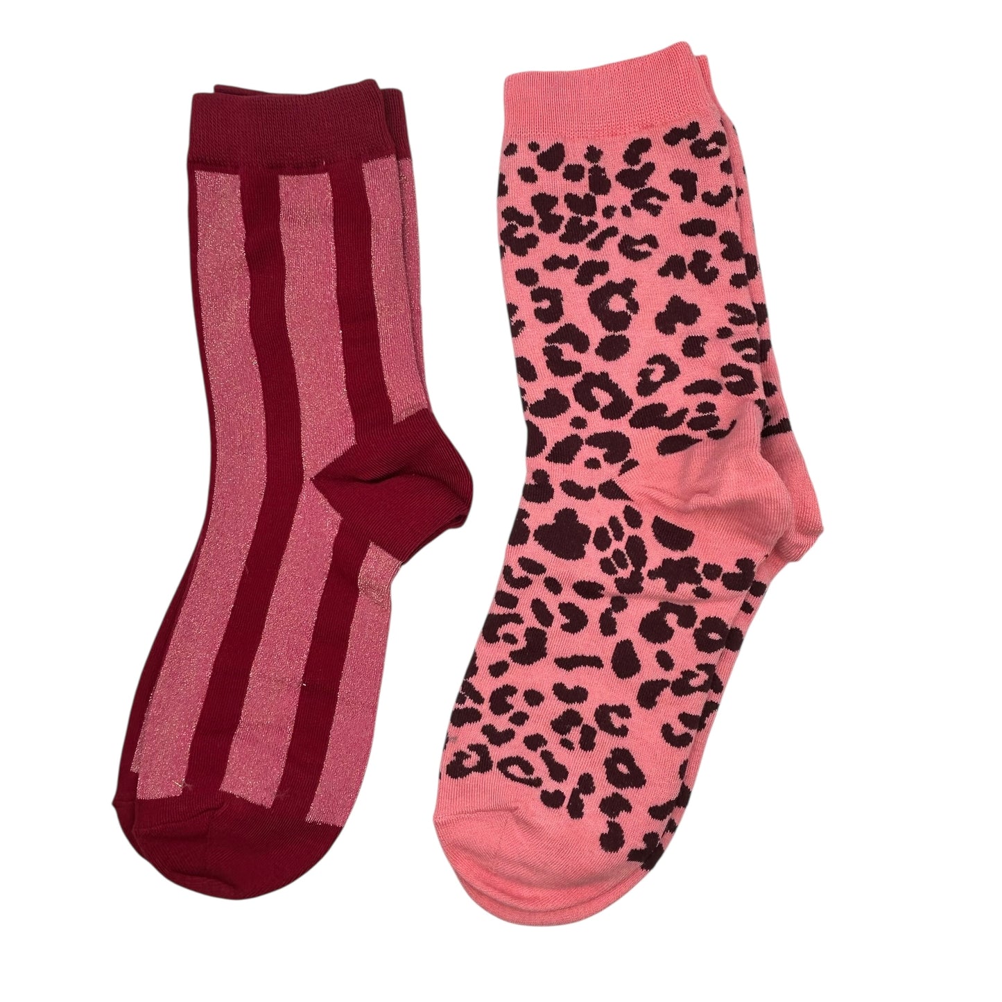 Berlin Red & Pink Leopard sock box duo