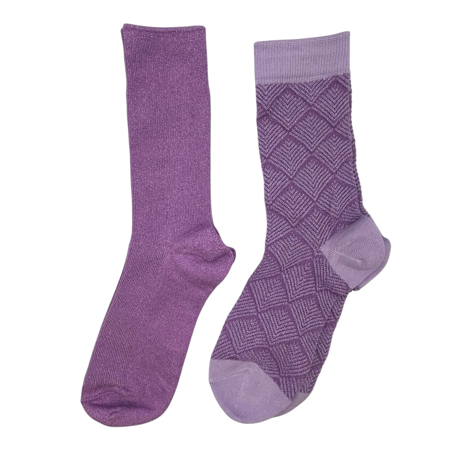 Purple Vegas & Paris sock box duo with embroidered brooch