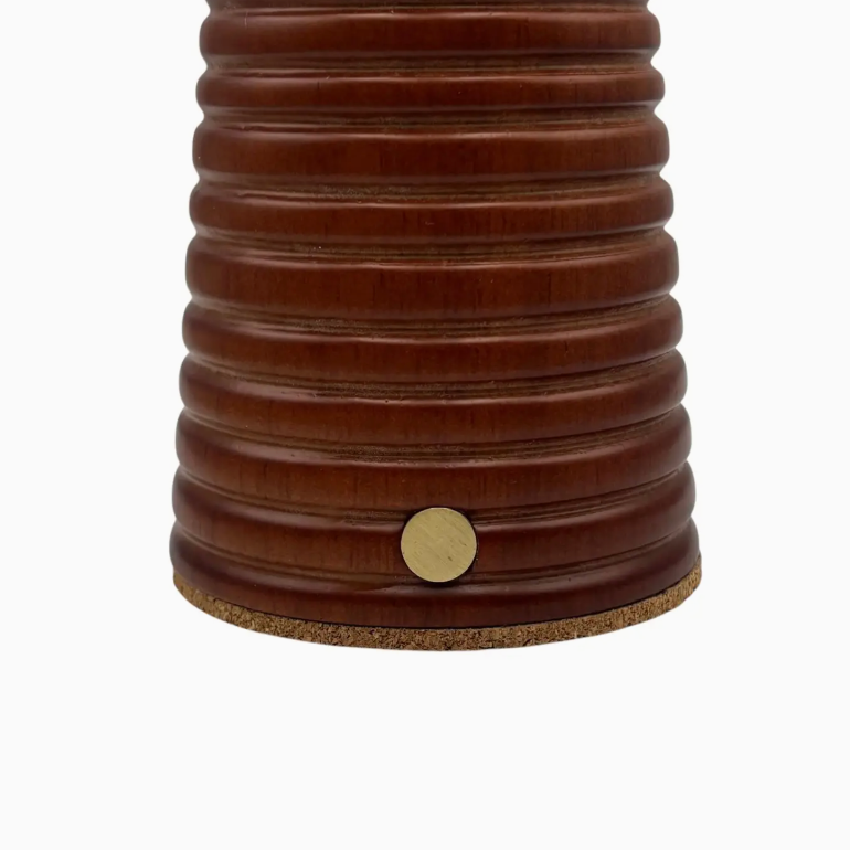 Small Ribbed Teak rechargeable touch lamp cone rope shade