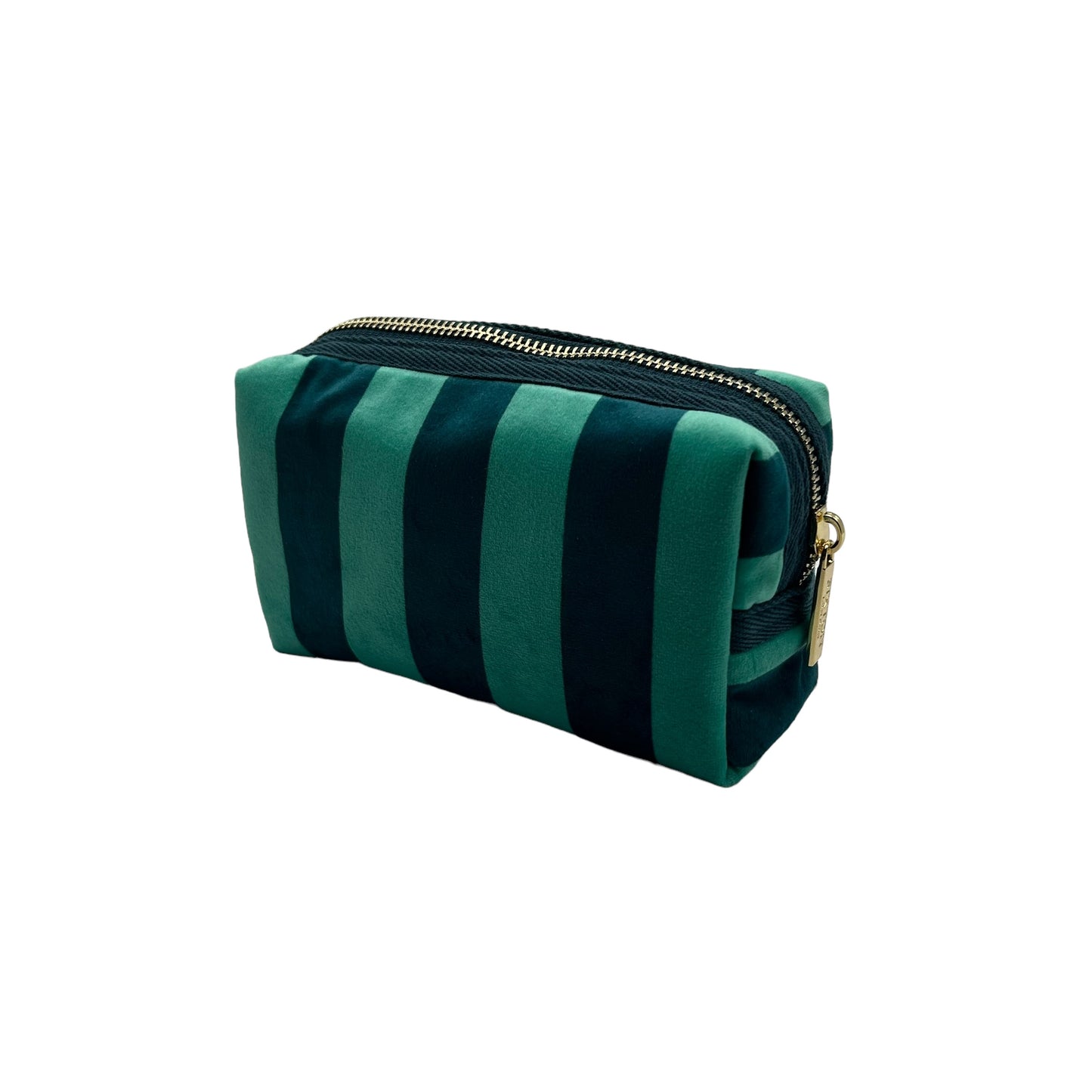 Teal stripe makeup bag