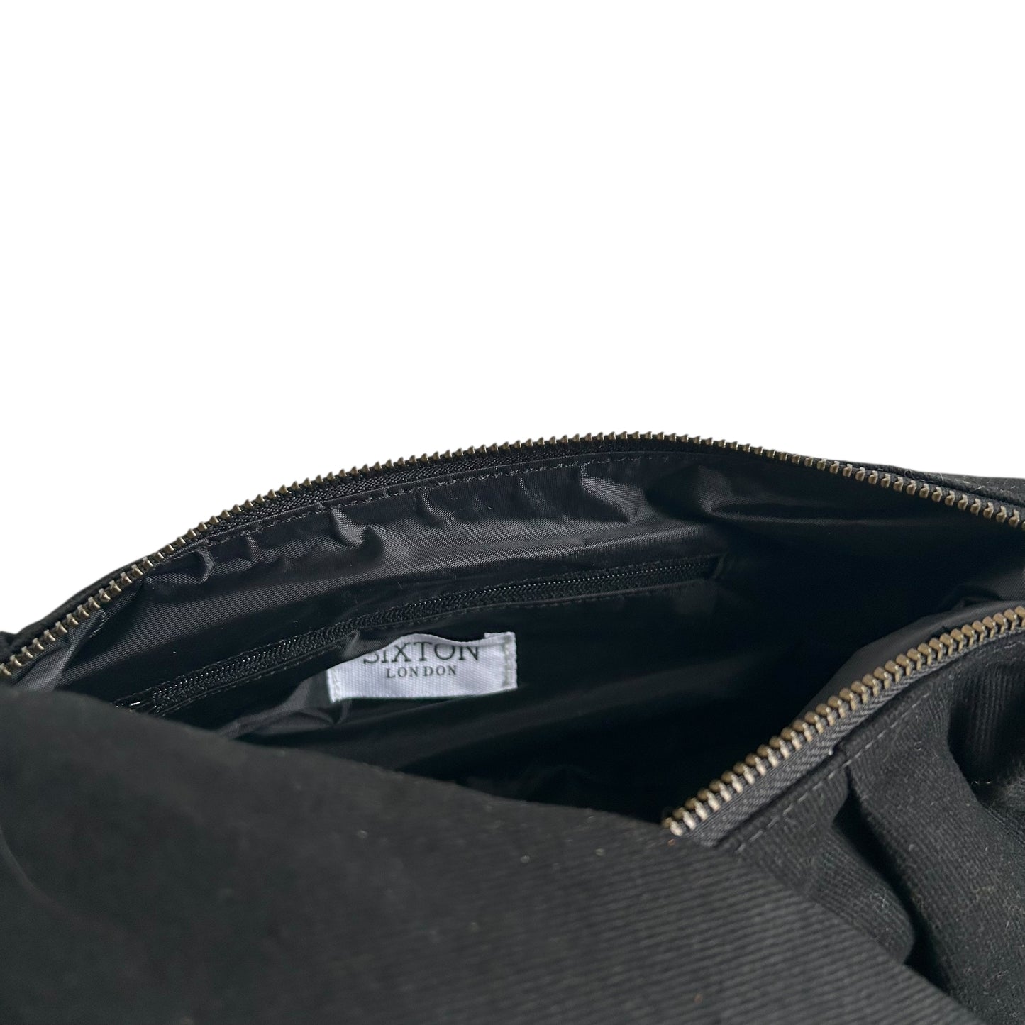 Brixton cross body sling bag - Black cotton canvas - small