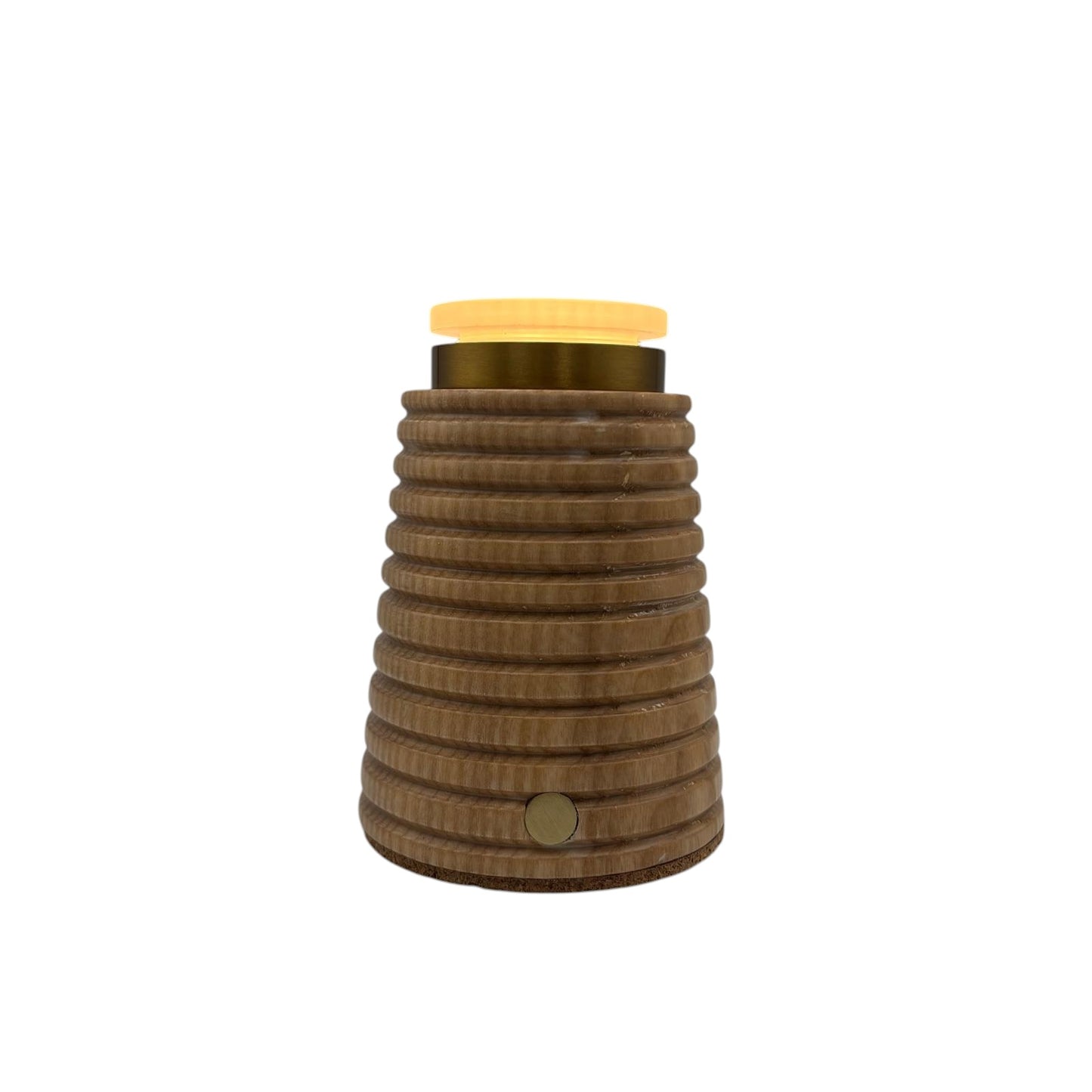 Small Ribbed Beech rechargeable touch lamp Cone Rope shade