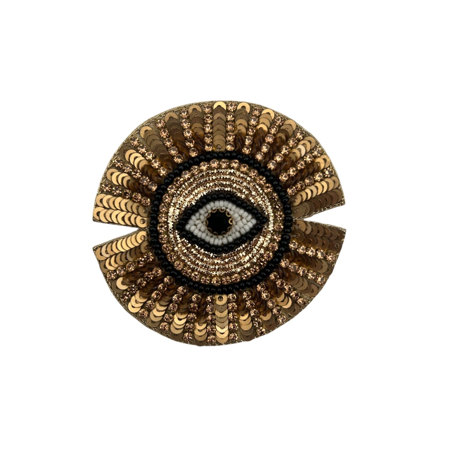 Jewellery Travel Pot in yellow stripe - Sunray Eye brooch