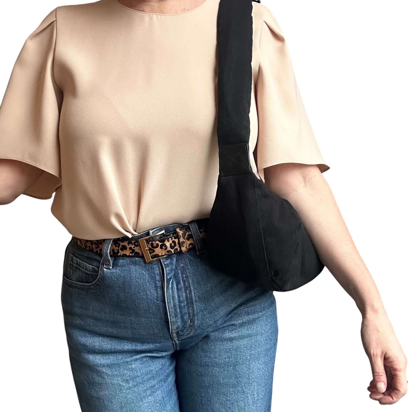 Brixton cross body sling bag - Black cotton canvas - small