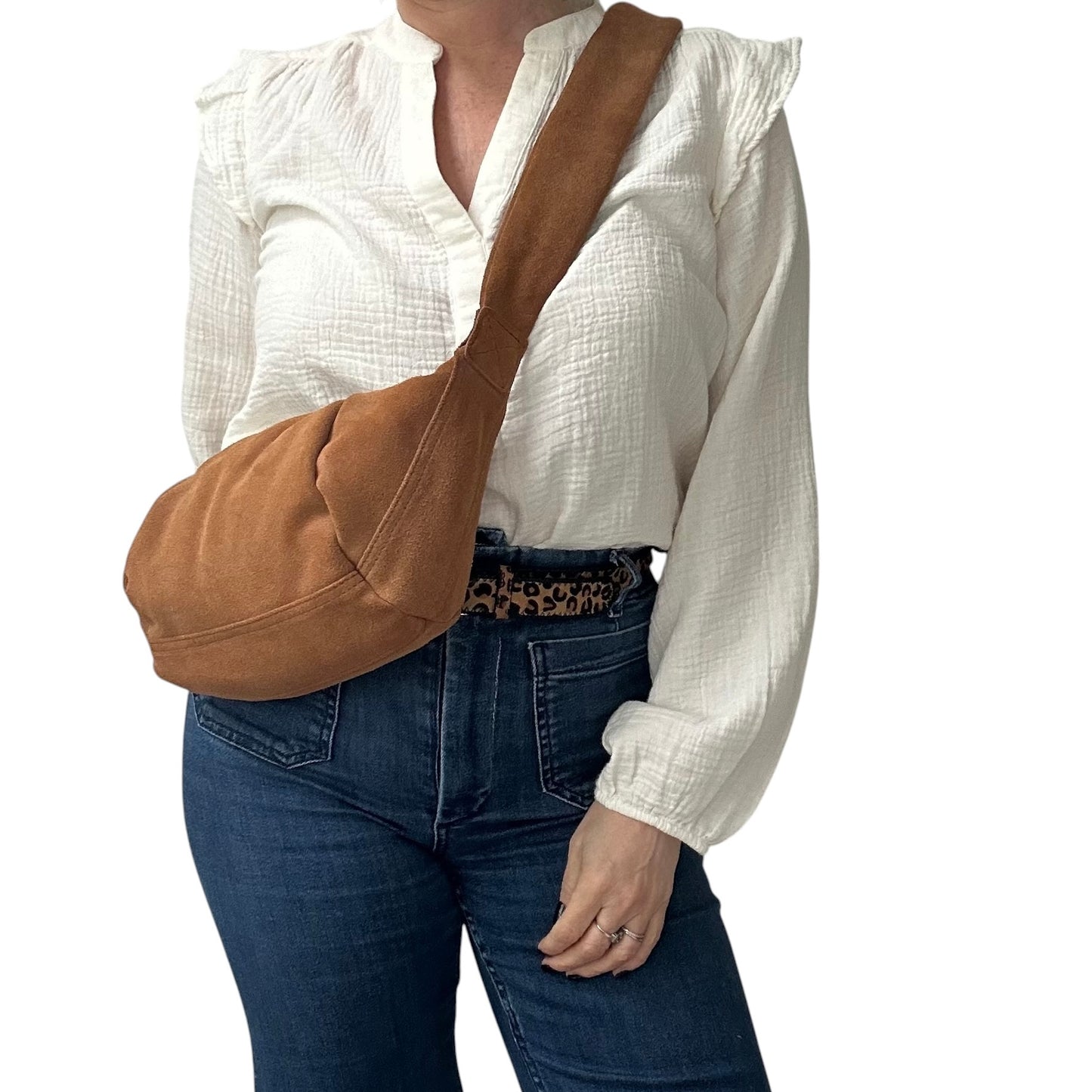 Brixton cross body sling bag -  tan suede - small