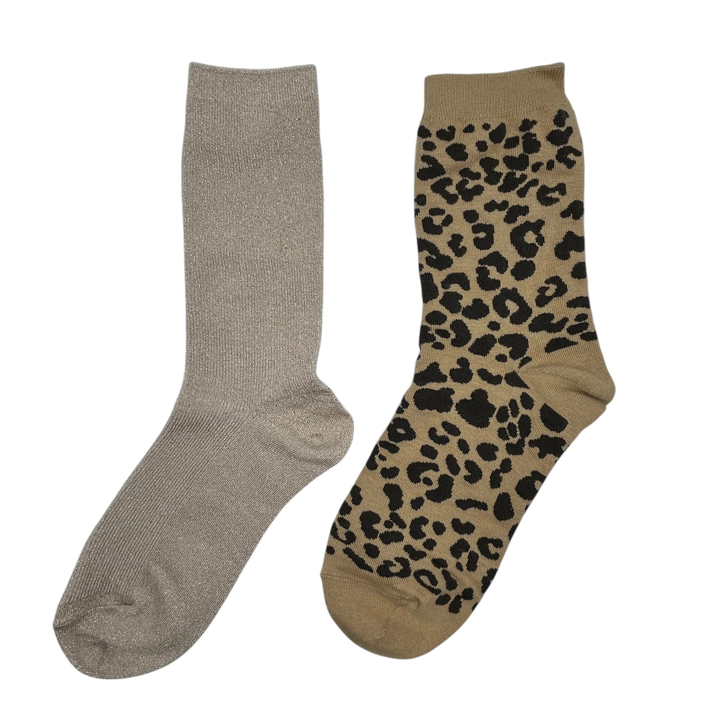 Champagne Vegas & Leopard sock box duo with embroidered brooch