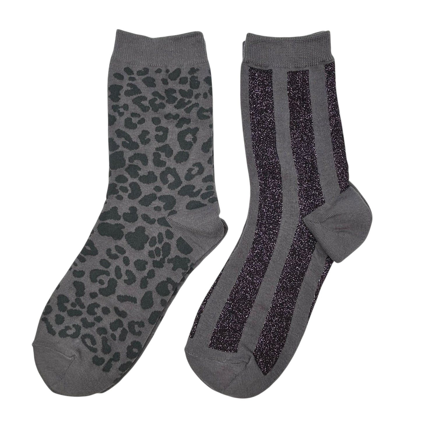 Charcoal Leopard & Purple Berlin sock box duo with pin