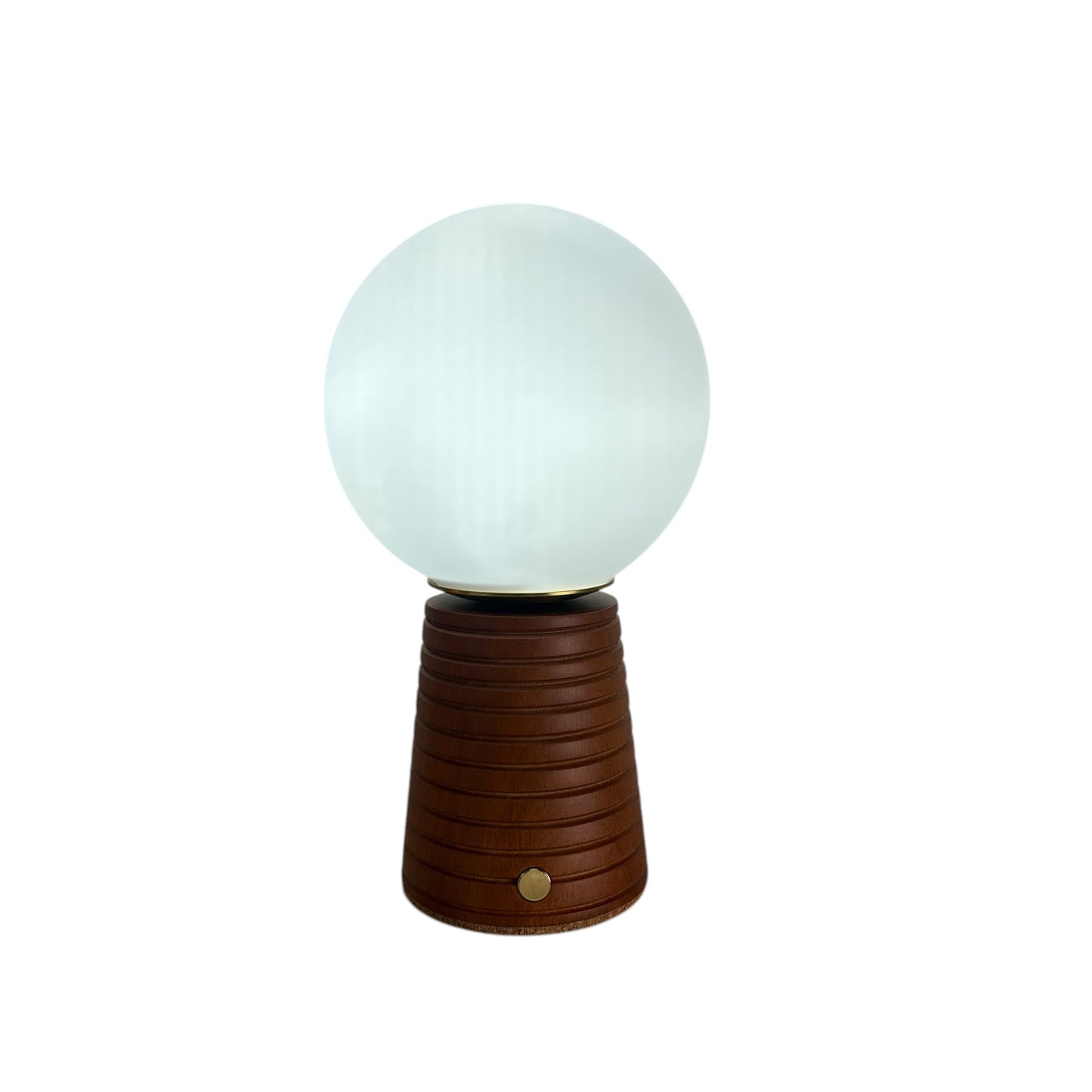 Small Deco Cone Ribbed Teak style rechargeable touch lamp