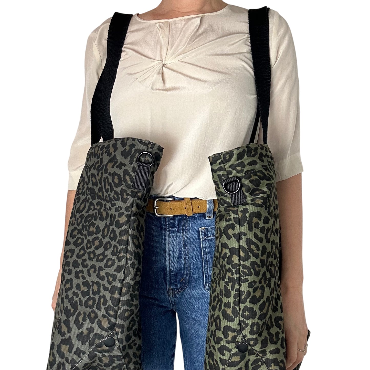 Large Weekend tote bag - green leopard print