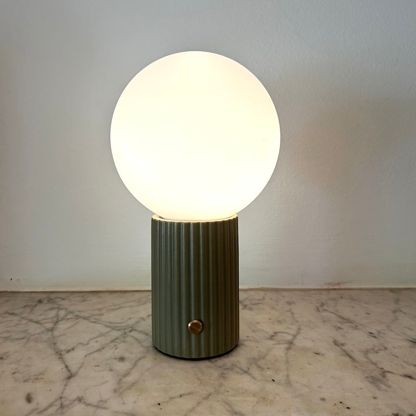 Lumie Green Ceramic rechargeable touch lamp - Ball shade