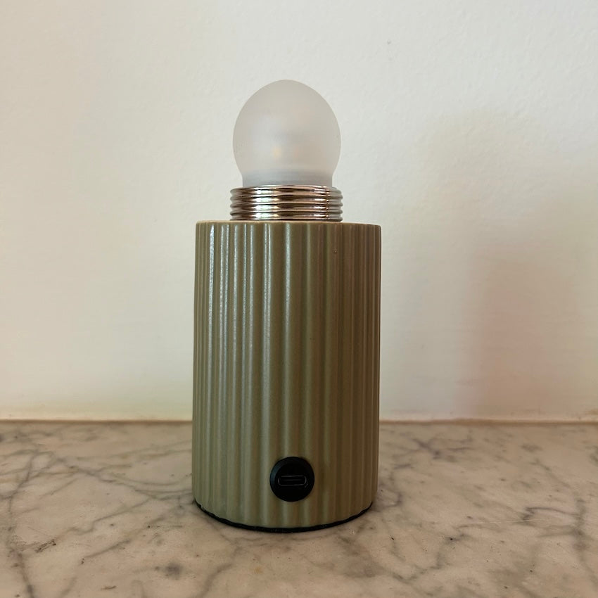 Lumie Green Ceramic rechargeable touch lamp - Ball shade