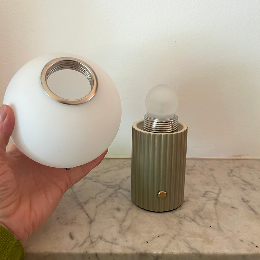 Lumie Green Ceramic rechargeable touch lamp - Ball shade