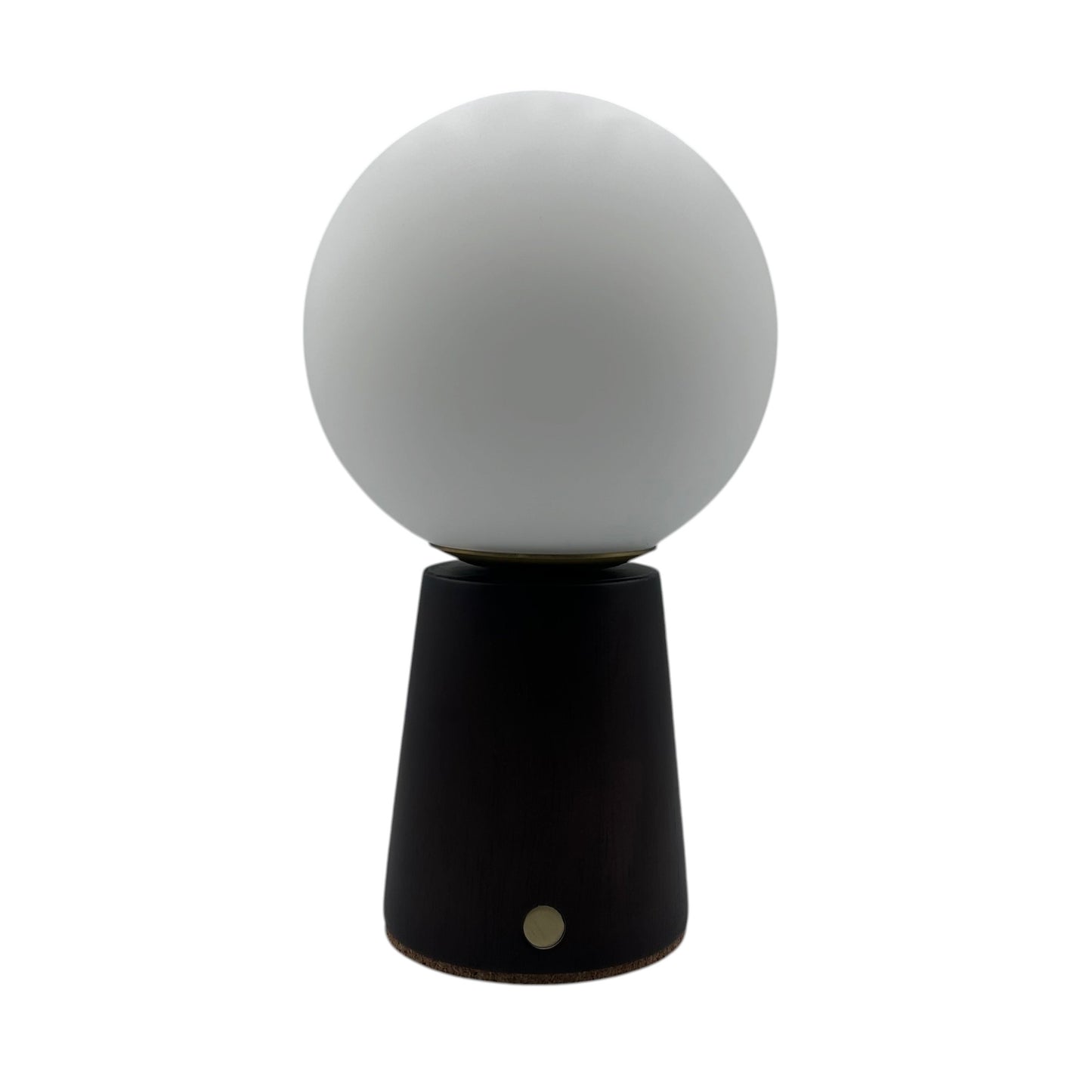 Small Deco Cone Walnut style rechargeable touch lamp
