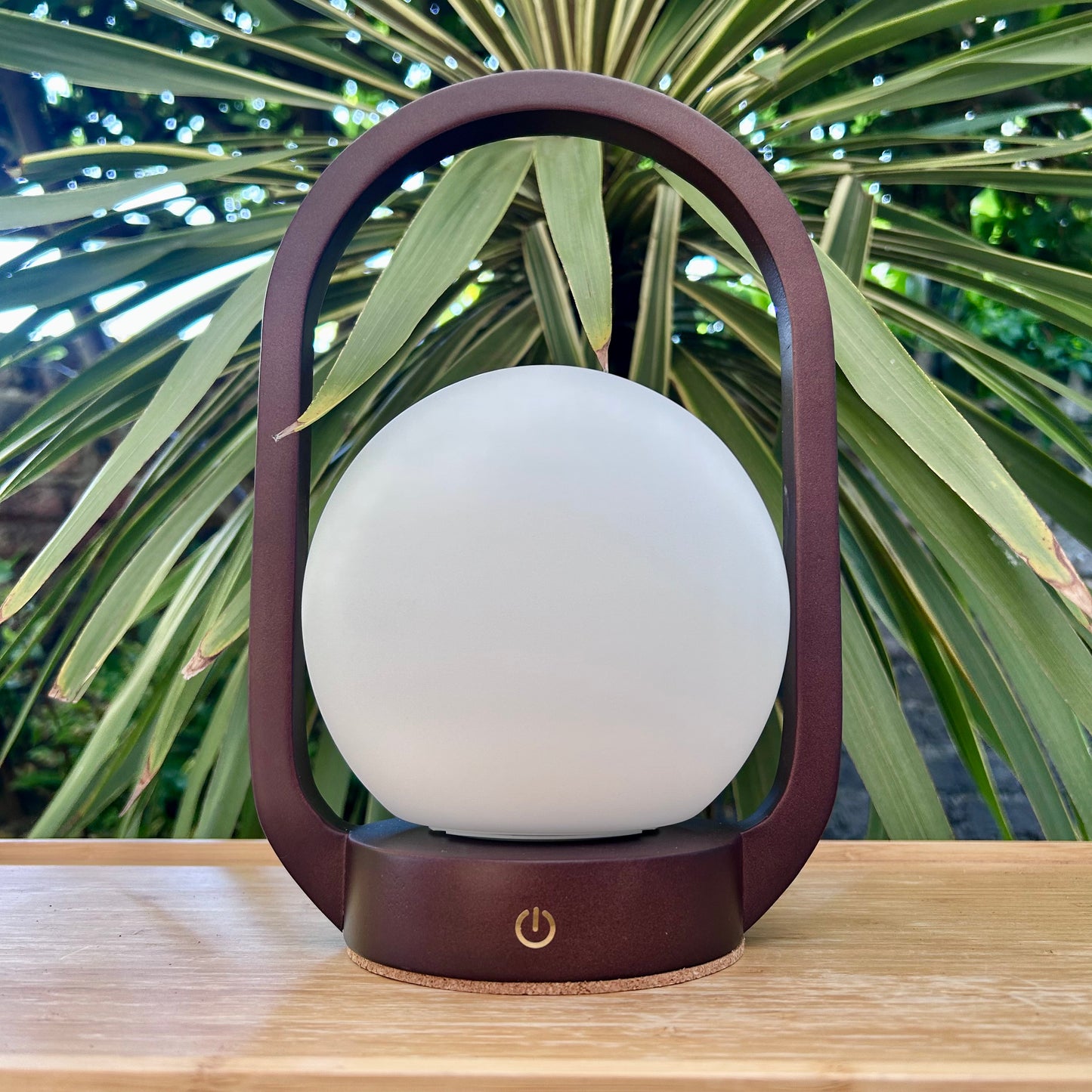 Lantern Walnut Style rechargeable touch lamp