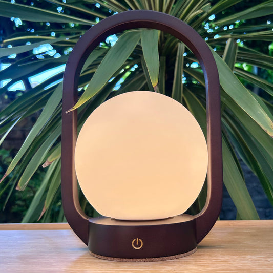 Lantern Walnut Style rechargeable touch lamp