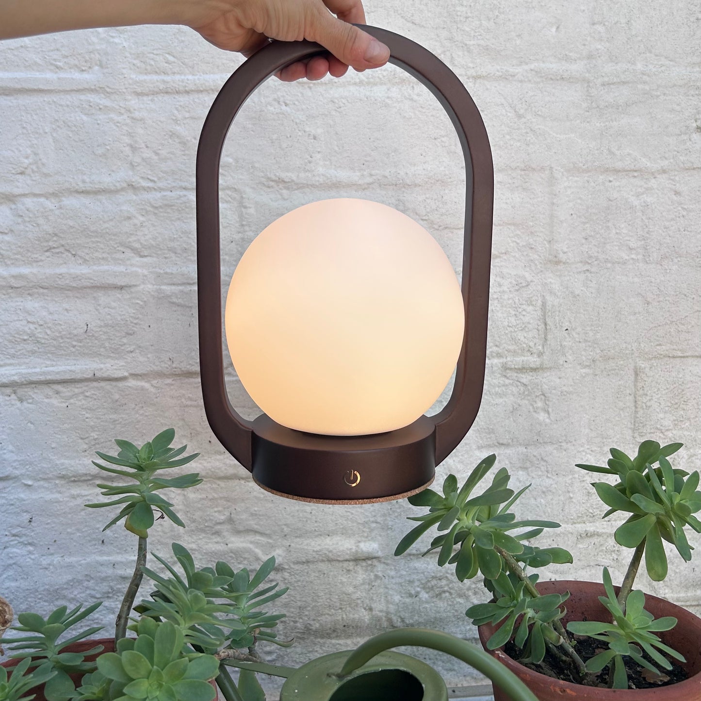 Lantern Walnut Style rechargeable touch lamp