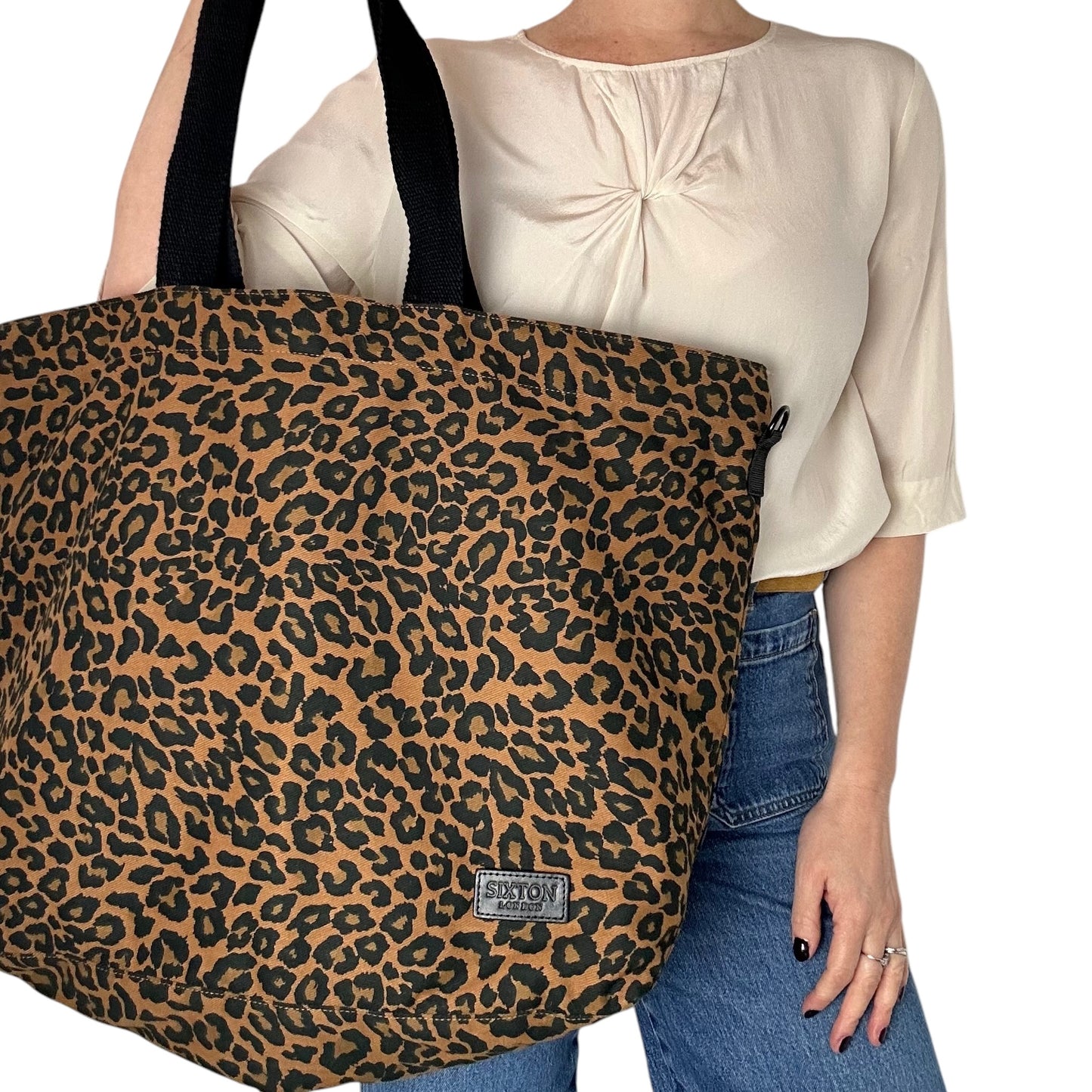 Weekend tote bag - brown leopard print