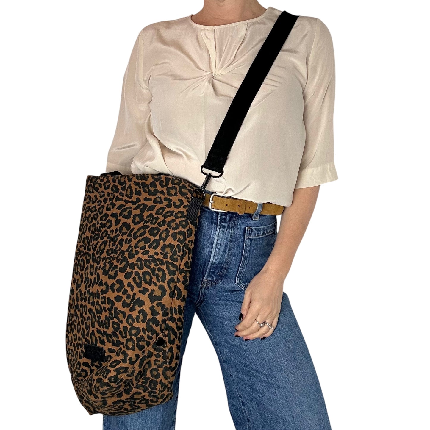 Weekend tote bag - brown leopard print