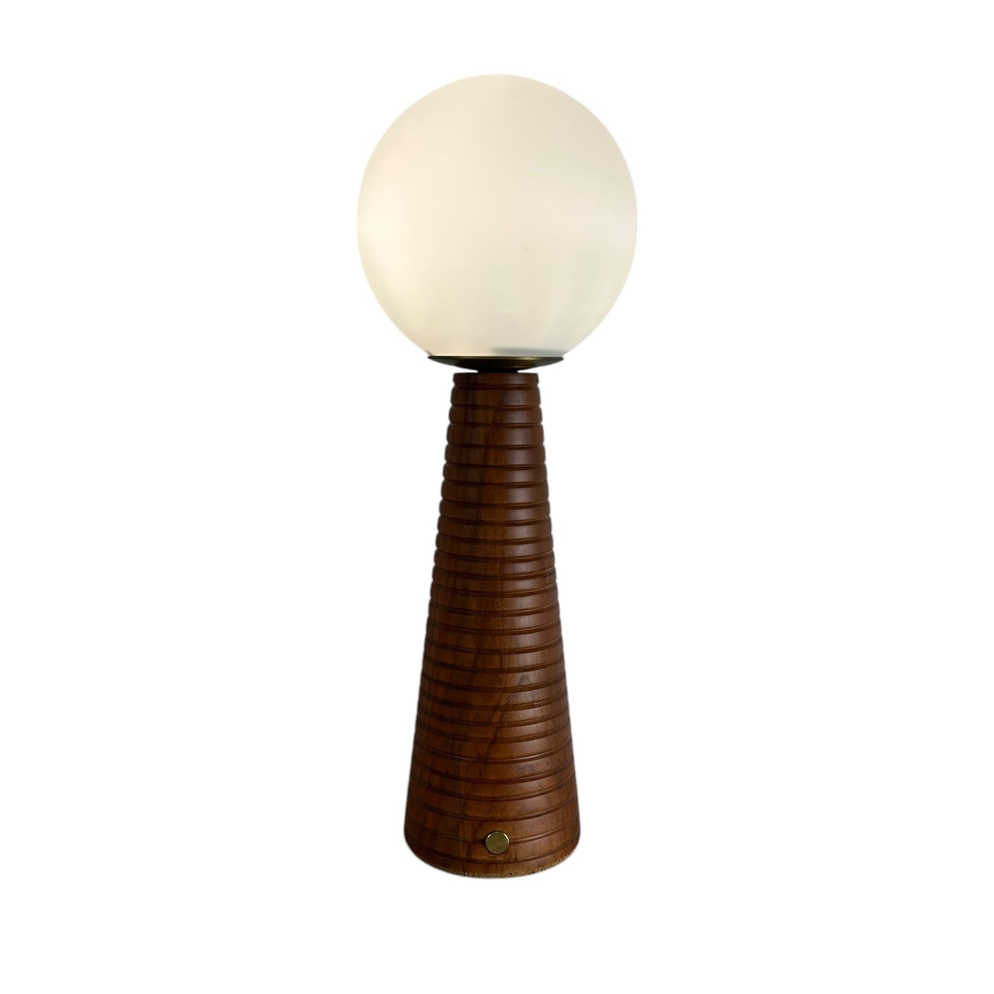 Large Deco Cone Ribbed Teak style rechargeable touch lamp