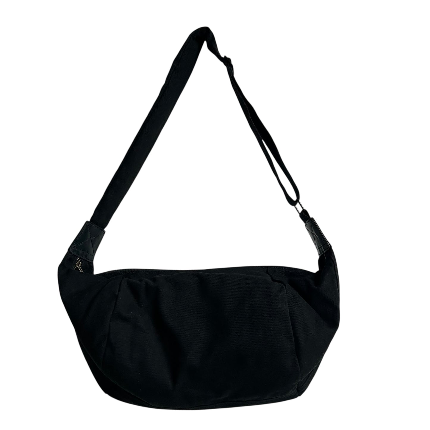 Brixton cross body sling bag - Black cotton canvas - large