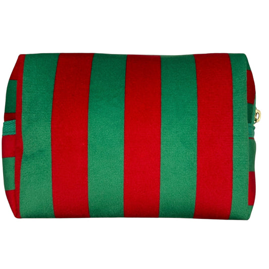 Large green stripe makeup bag