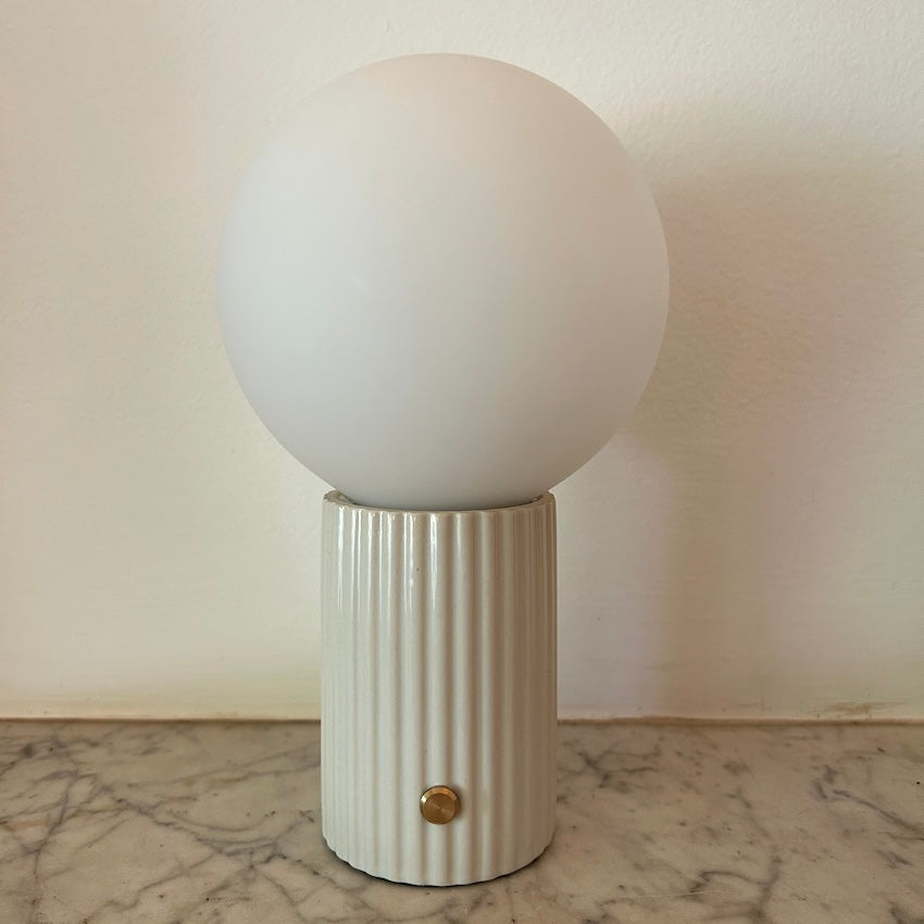 Lumie Cream Ceramic rechargeable touch lamp - Ball shade