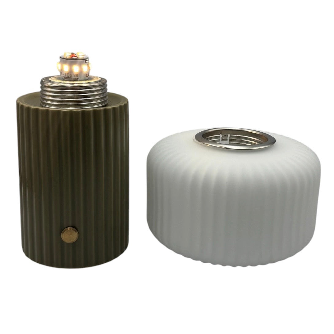 Lumie Green Ceramic rechargeable touch lamp - Drum shade