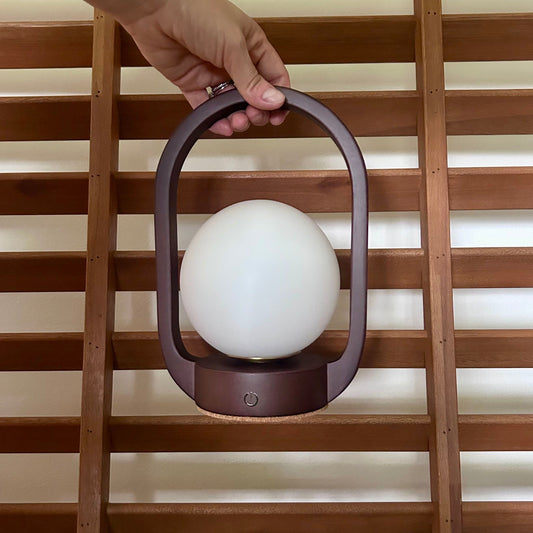 Mini Lantern Walnut style rechargeable touch lamp