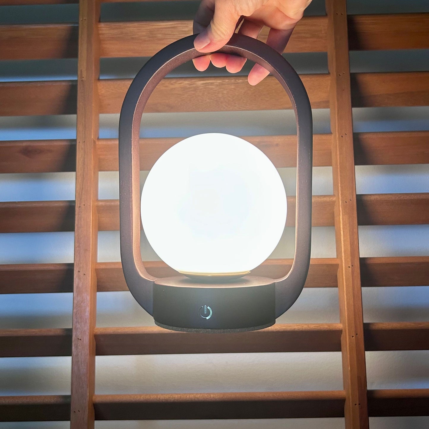 Mini Lantern Walnut style rechargeable touch lamp