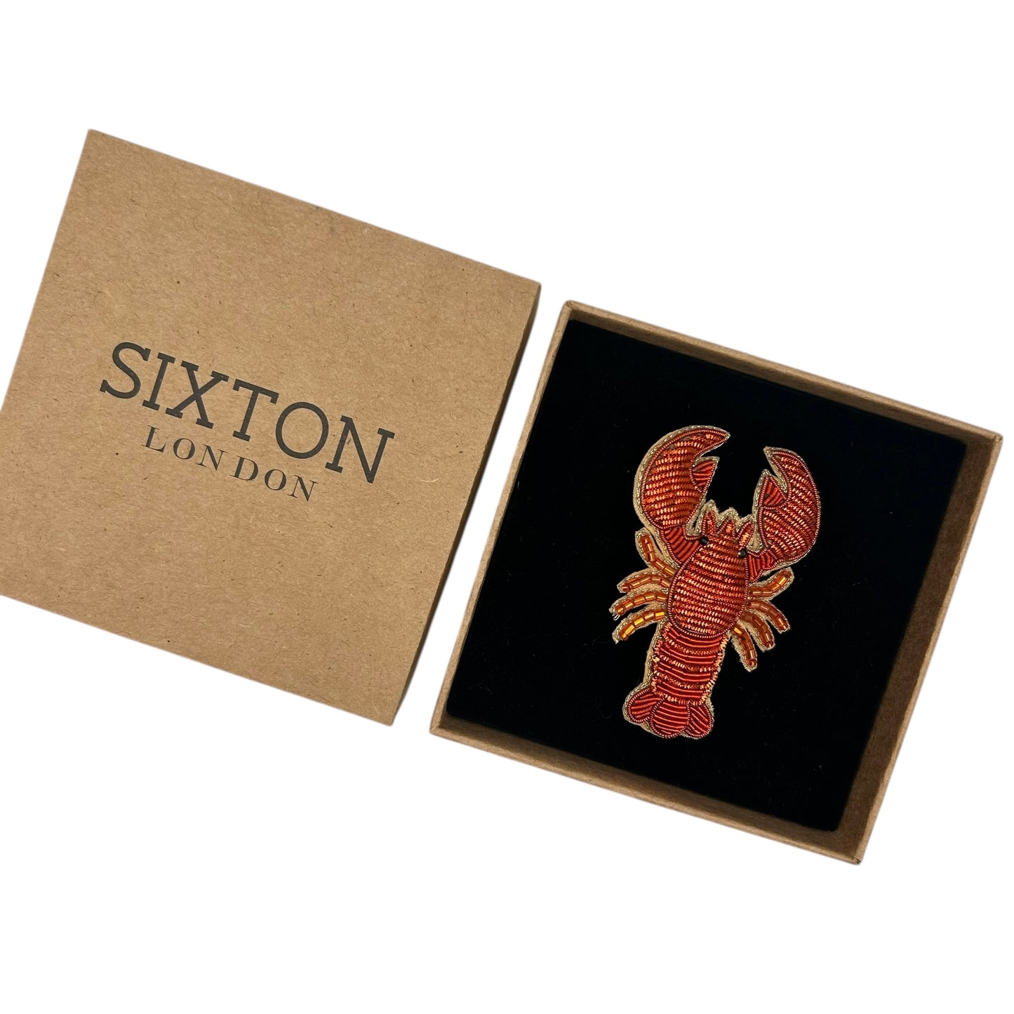 Red Lobster embroidered brooch / pin