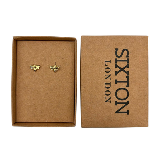 Miniature Bee gold earrings