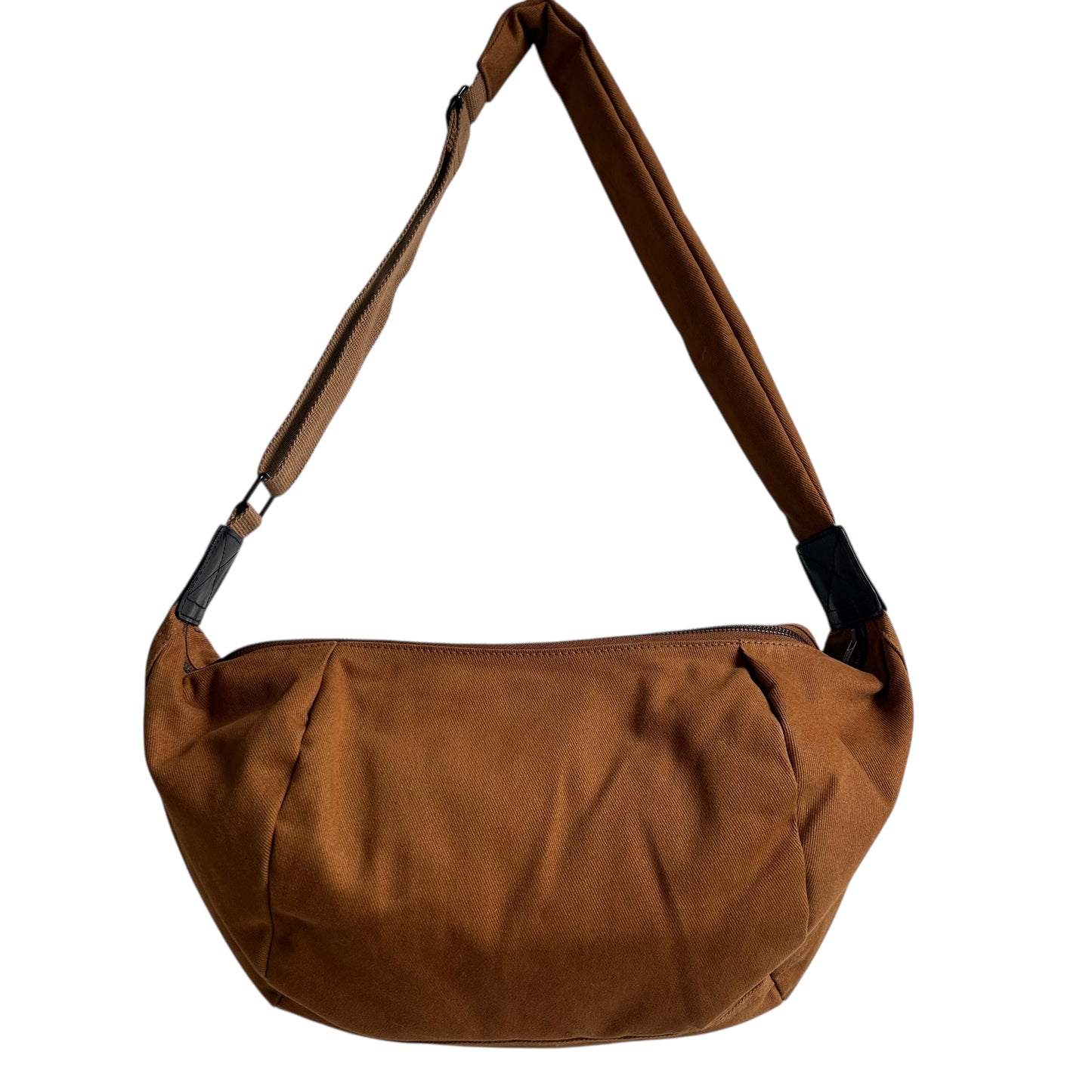Brixton cross body sling bag - Brown plain cotton canvas - small