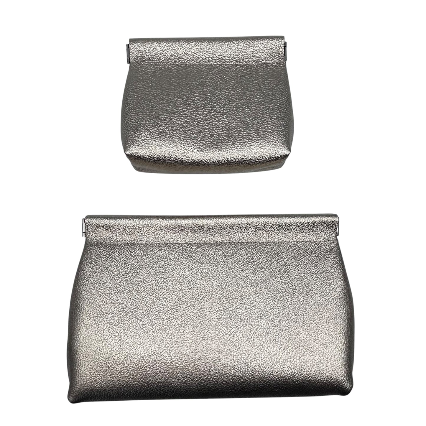Large Gold Leather Pouch - matte metallic