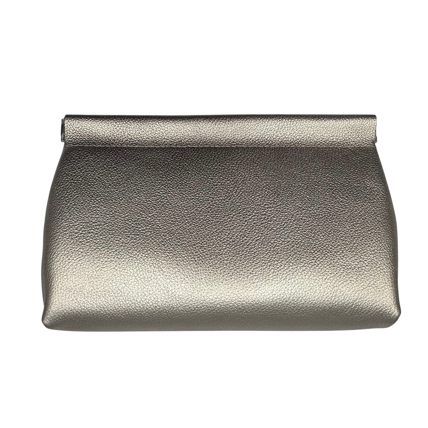 Large Gold Leather Pouch - matte metallic