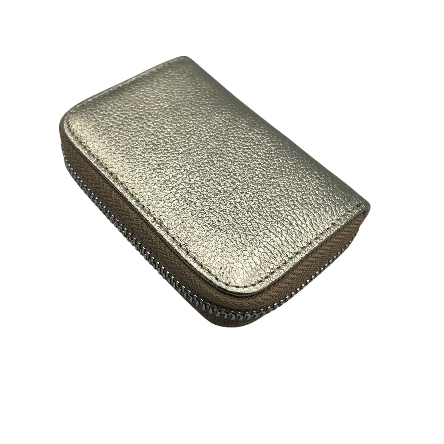 Small Gold Leather Card Holder - matte metallic