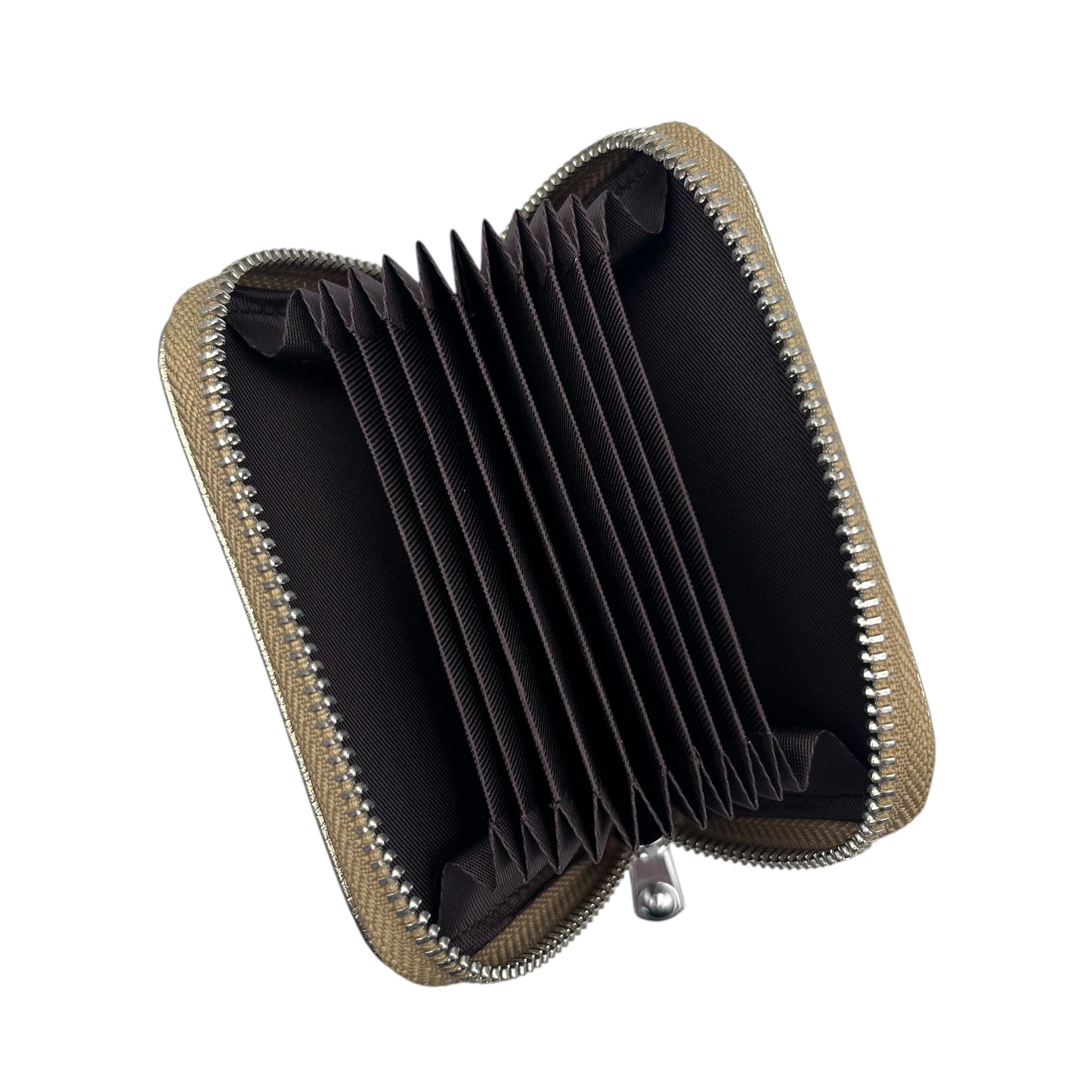 Small Gold Leather Card Holder - matte metallic