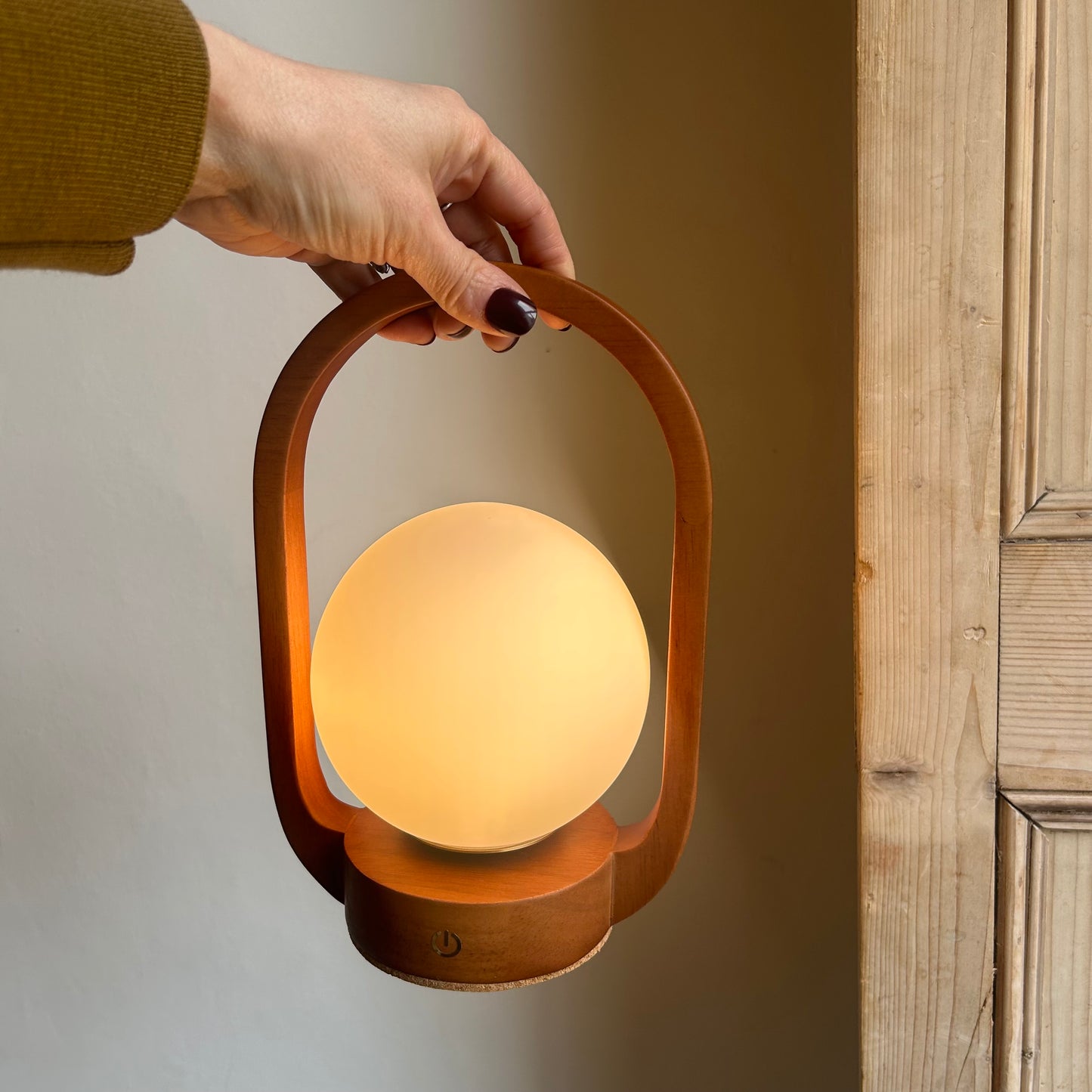 Mini Lantern Teak style rechargeable touch lamp