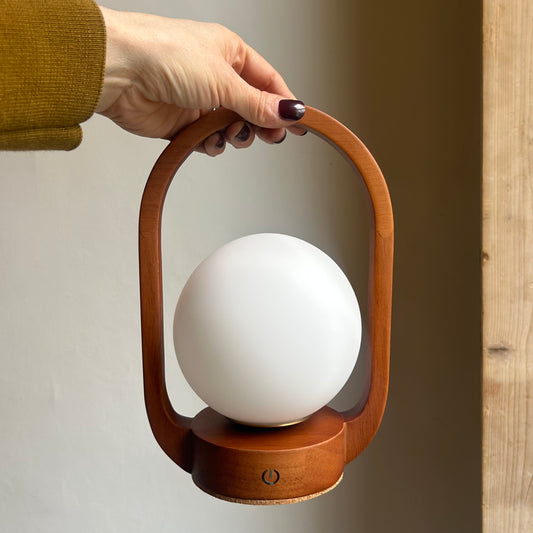 Mini Lantern Teak style rechargeable touch lamp