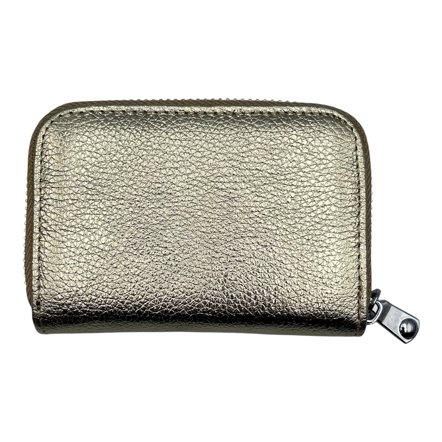 Small Gold Leather Card Holder - matte metallic