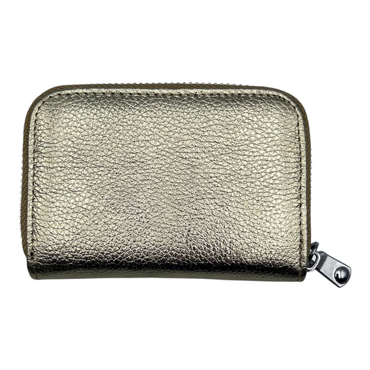 Small Gold Leather Card Holder - matte metallic