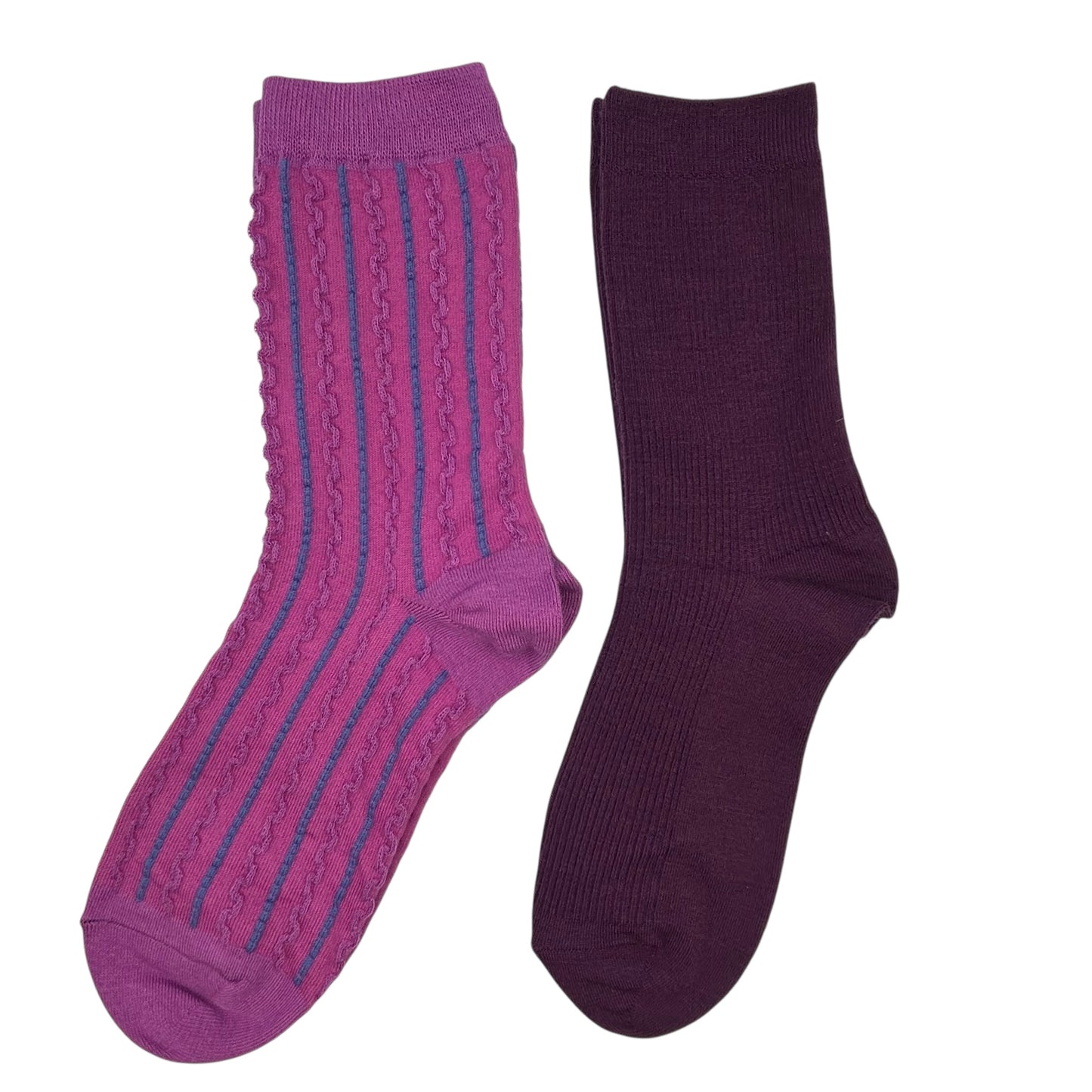 Purple Barcelona & Lyon sock box duo with embroidered brooch