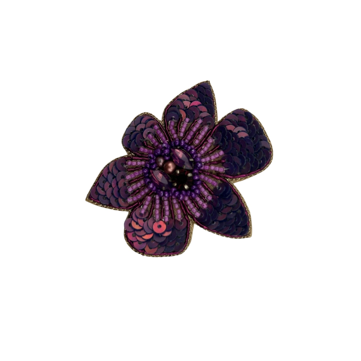 Purple Flower embroidered brooch / pin