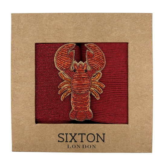Red Vegas & Red Sienna sock box duo with embroidered brooch